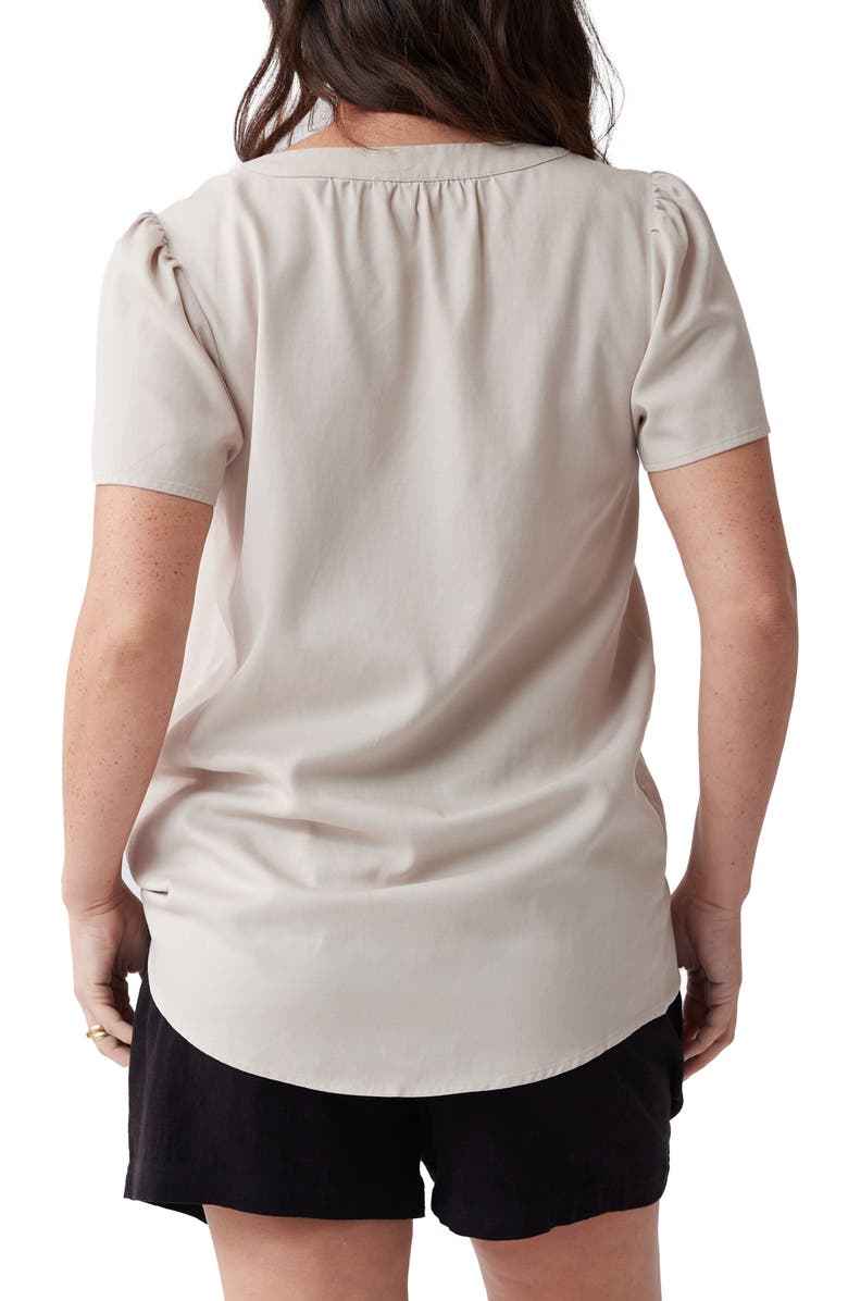 Ingrid & Isabel<sup>®</sup> Flutter Sleeve Woven Maternity Top, Alternate, color, Stone