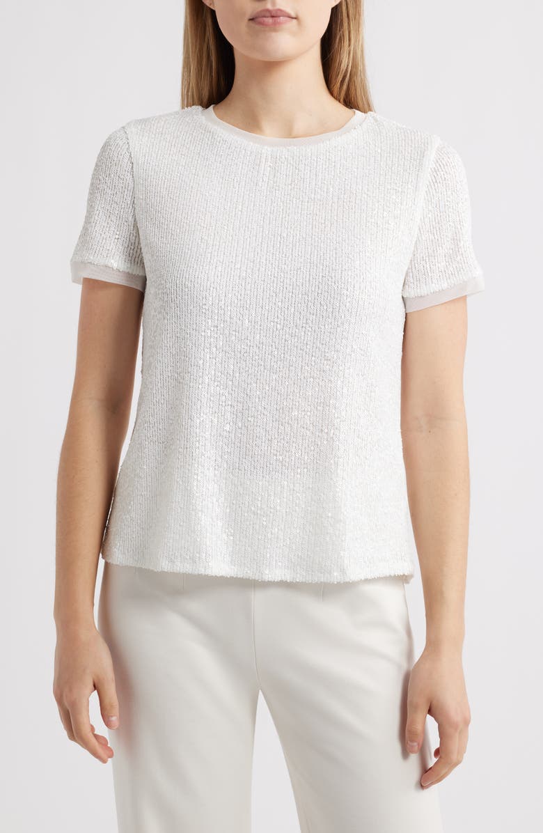 Anne Klein Sequin Mesh Top, Main, color, 