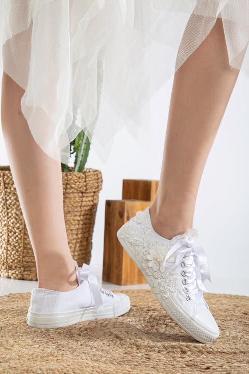 Forever & Always Shoes Peyton Floral Lace Bridal Sneakers In White