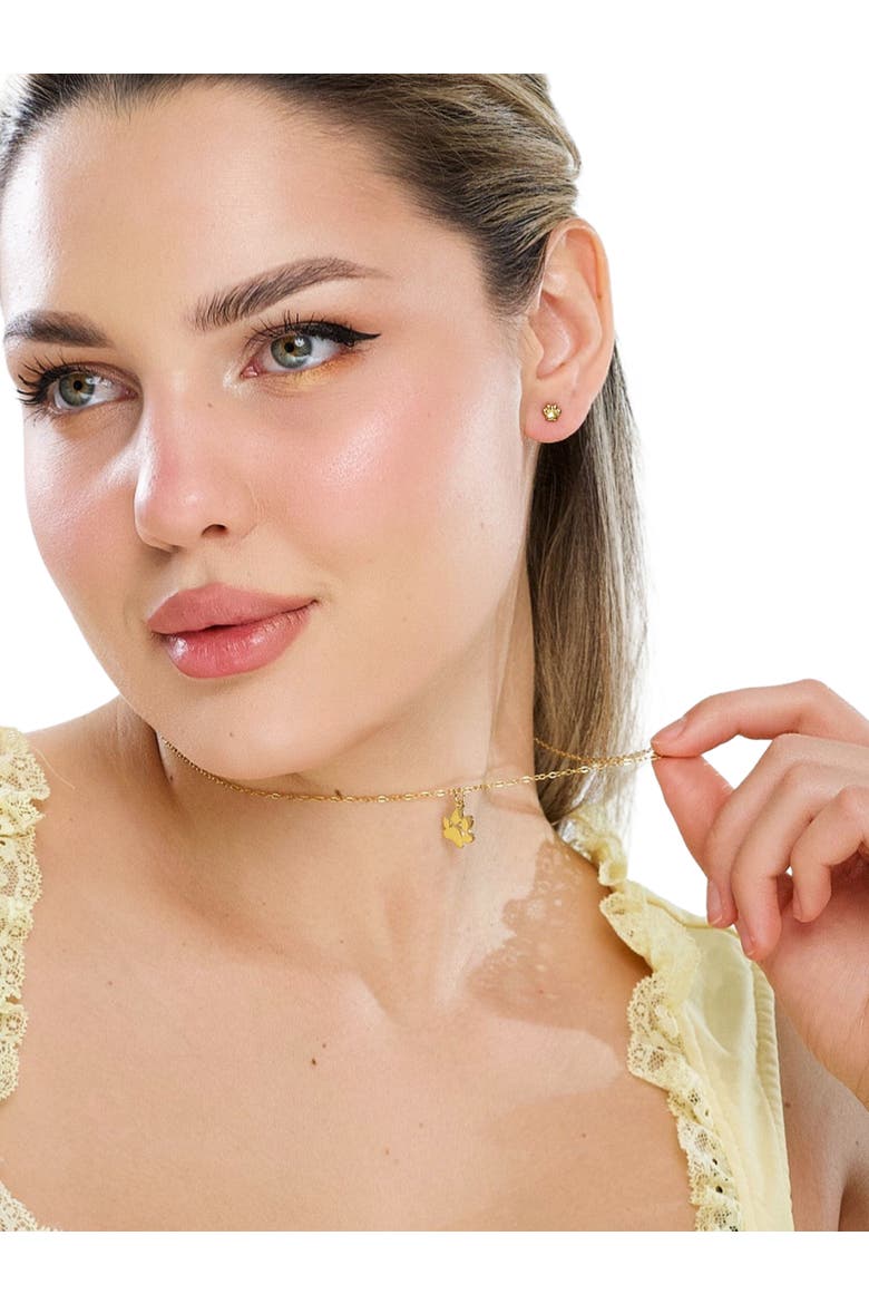 EverPaw Single Paw Print Gold Plated Necklace, Alternate, color, Gold