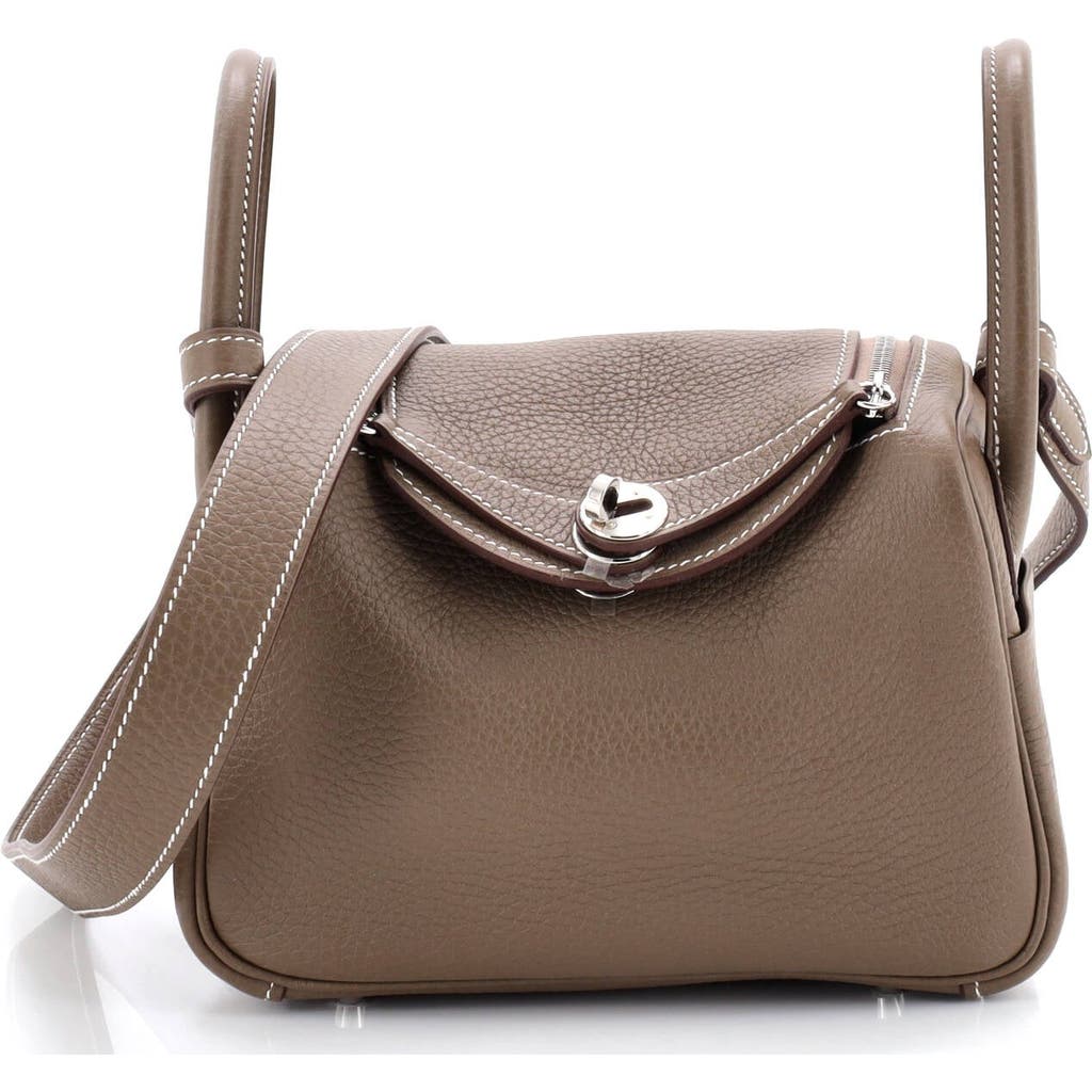 Pre-owned Hermes Hermes Lindy Bag Clemence Mini In Brown