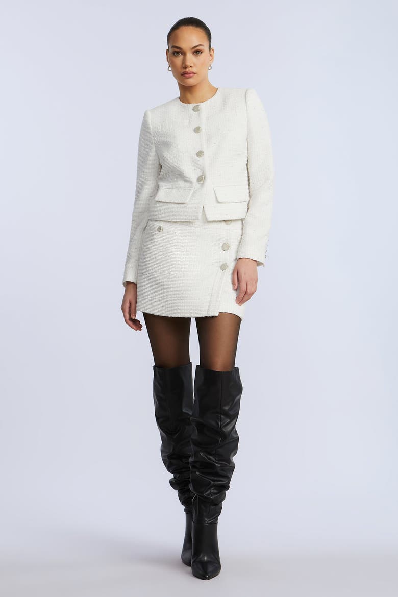 Tweed Chasseur Jacket, Alternate, color, White