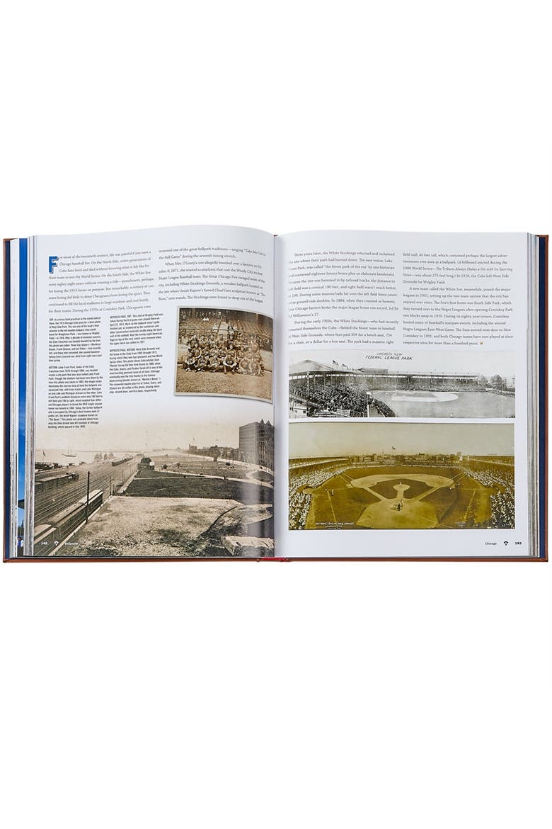 Ballparks Past and Present Leather Coffee Table Book, Alternate, color, Beige