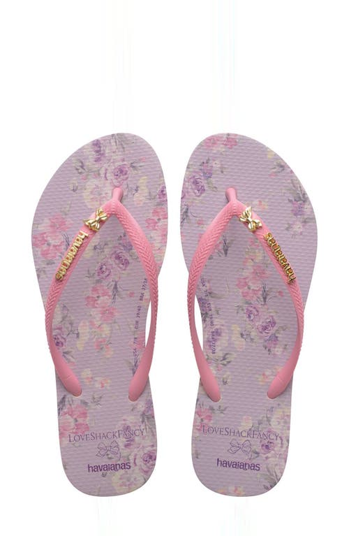 Havaianas X Loveshackfancy Slim Happy Thoughts Flip Flop In Pink