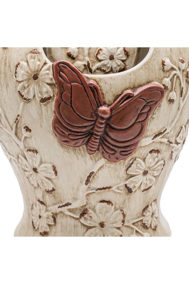 Butterfly Urn Fountain Rust Cream Stoneware, Alternate, color, White