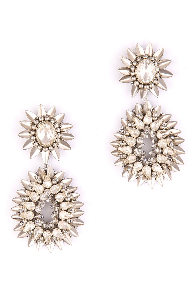 Pia Drop Earrings, Main, color, SILVER