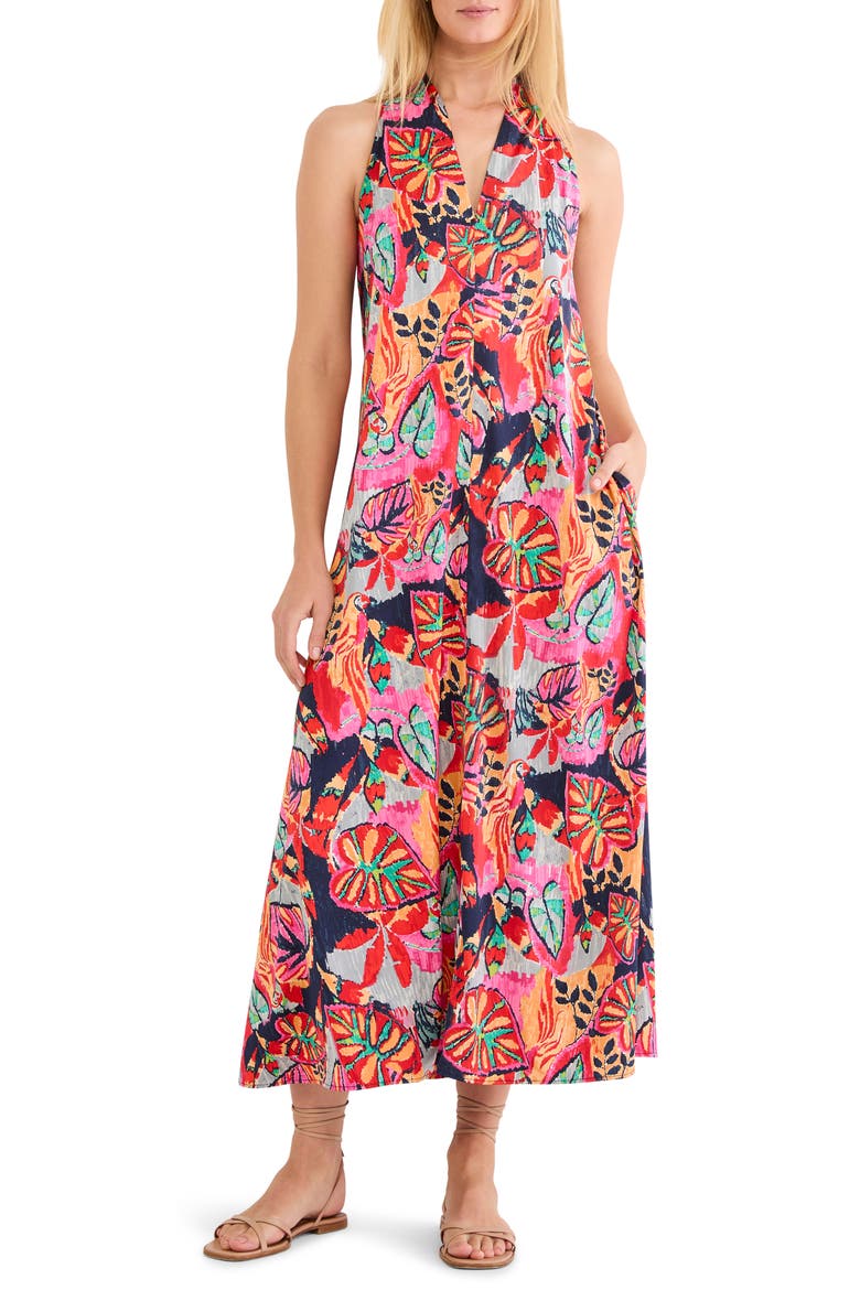 Kauai Garden Lorin Halter Neck Dress, Main, color, RED MULTI