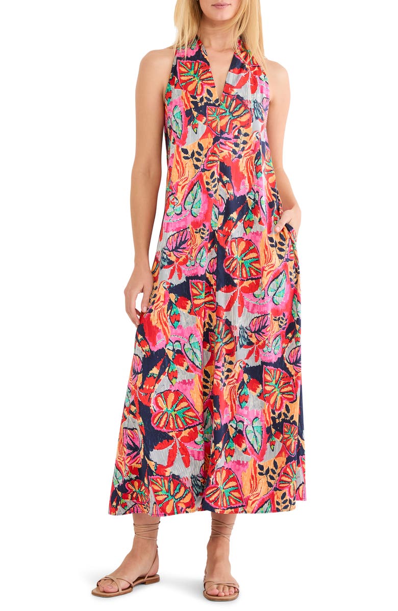 NIC+ZOE Kauai Garden Lorin Halter Neck Dress, Main, color, Red Multi