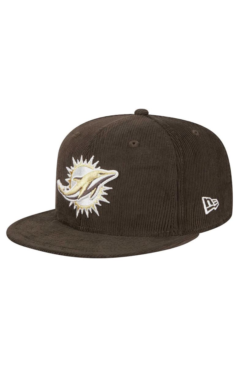 New Era Men's New Era  Brown Miami Dolphins Choco Cord 59FIFTY Fitted Hat, Alternate, color, Brown