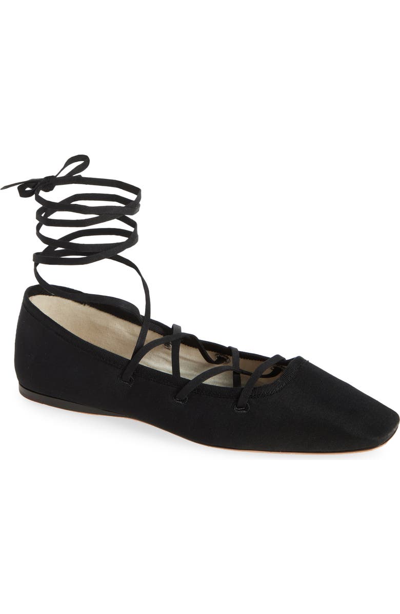 Loeffler Randall Louisa Ankle Wrap Ballet Flat, Main, color, Black