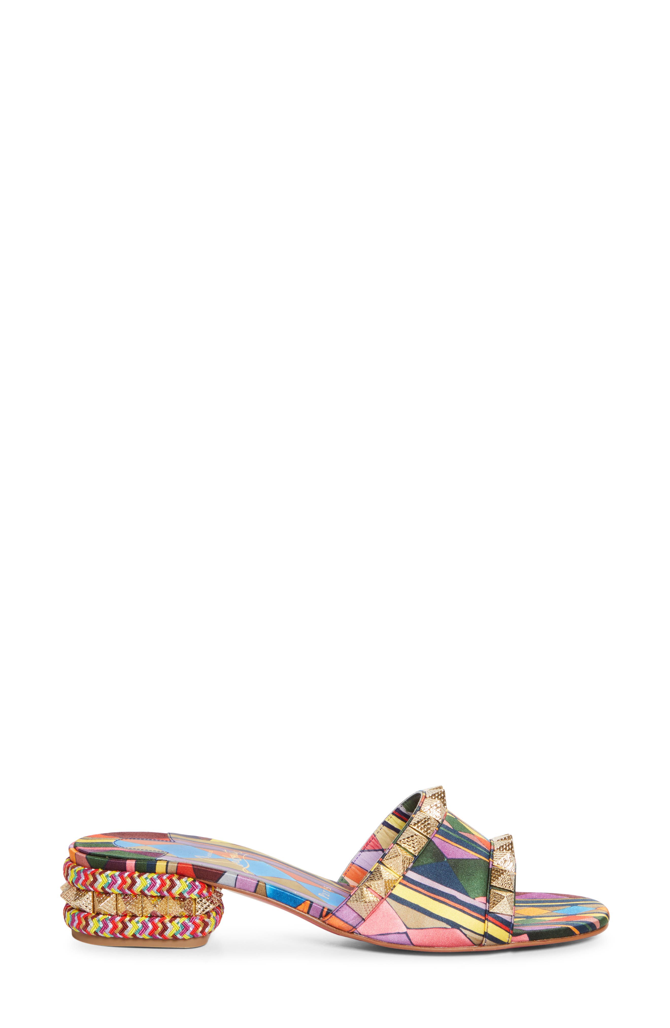 Christian Louboutin Pyramule Slide Sandal, Alternate, color, Rainbow Multi/ Gold