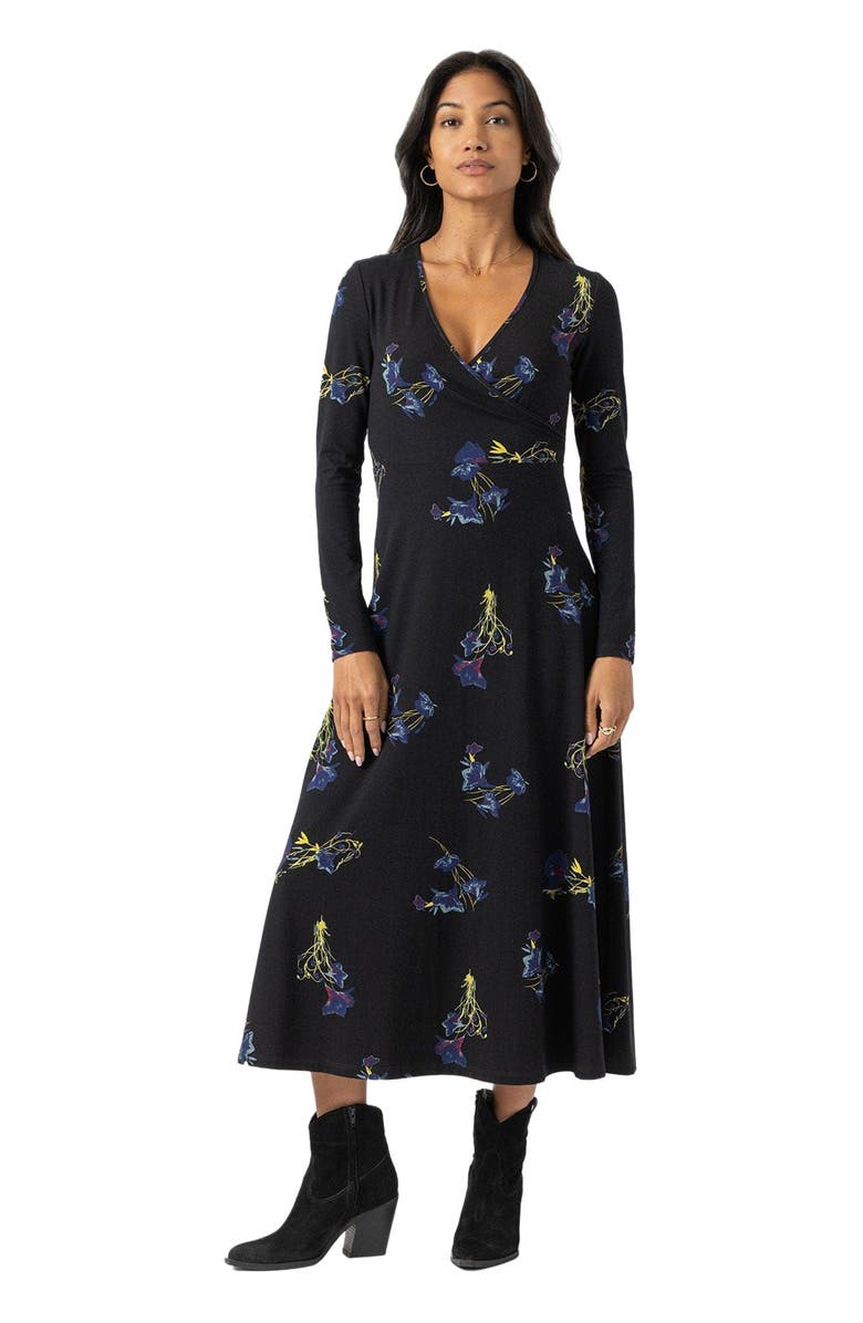 Saint + Sofia Maggie Wrap Midi Dress, Alternate, color, Blue
