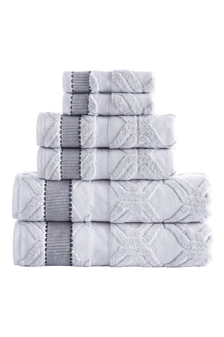6-Piece Large Square Cotton Towel Set, Main, color, SILVER