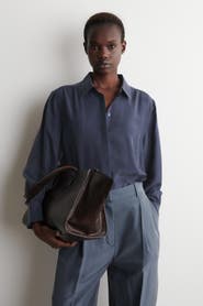 COS Gathered Crinkled-silk Shirt