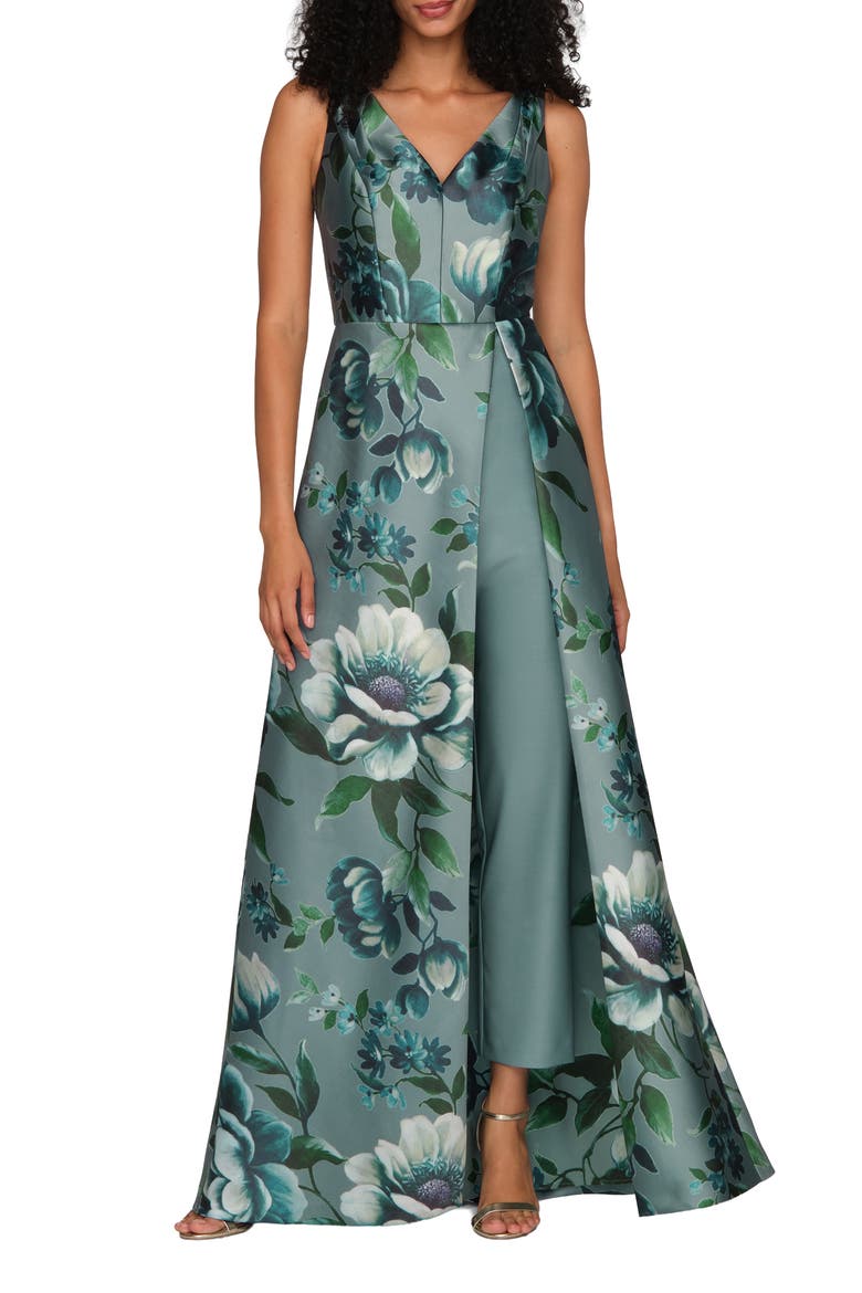 Isabelle Floral Print Mikado Jumpsuit, Main, color, ICEBERG