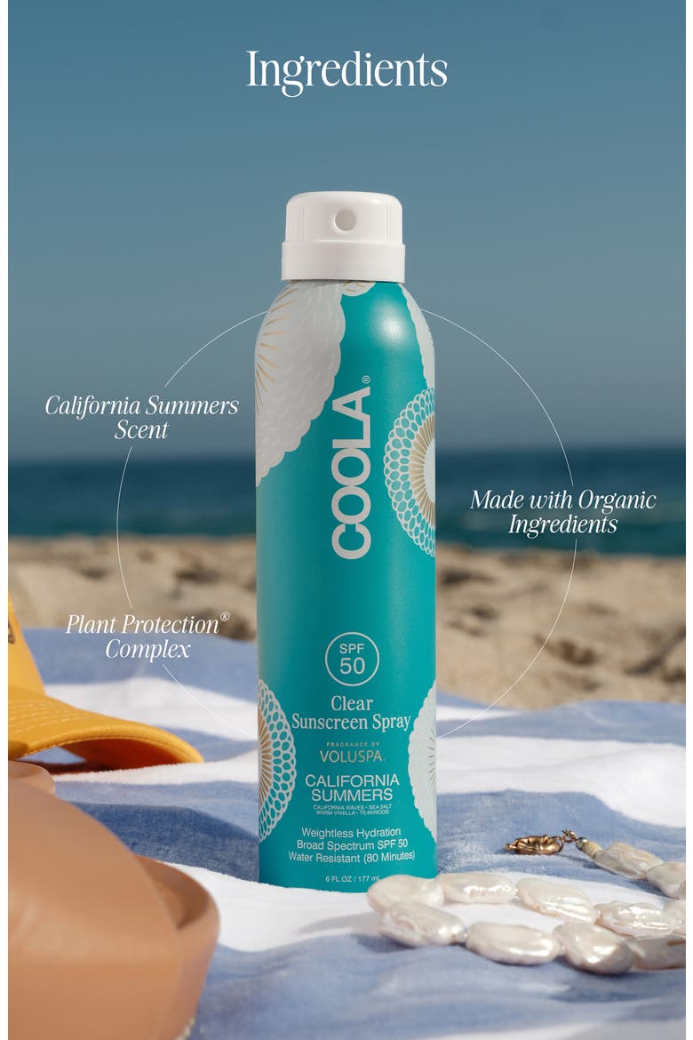 x Voluspa Clear Sunscreen Body Spray SPF 50 California Summers, Alternate, color, NO COLOR