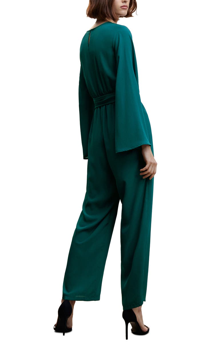 MANGO Tie Waist Faux Wrap Jumpsuit, Alternate, color, 