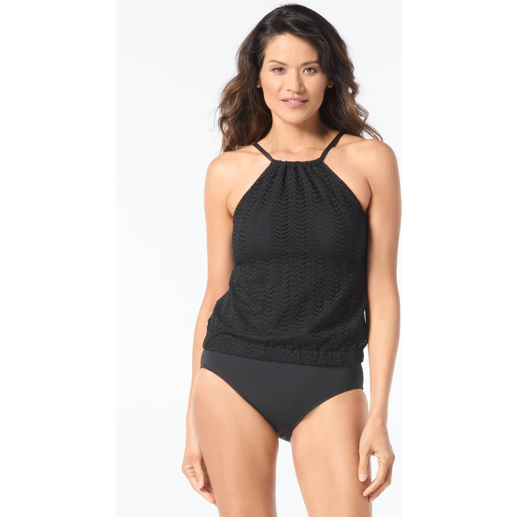 Coco Contours Demeter High Neck Bra Sized Tankini Top In Black