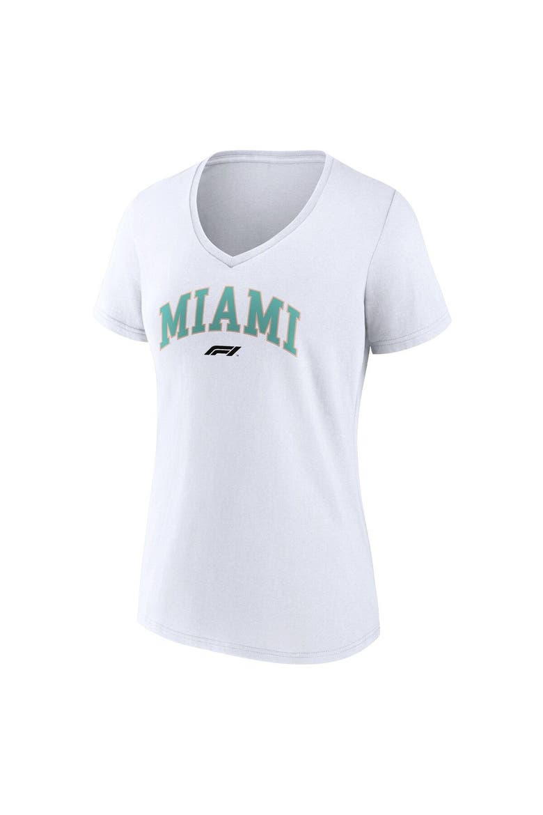 Women's White Formula 1 Miami Grand Prix V-Neck T-Shirt, Alternate, color, White