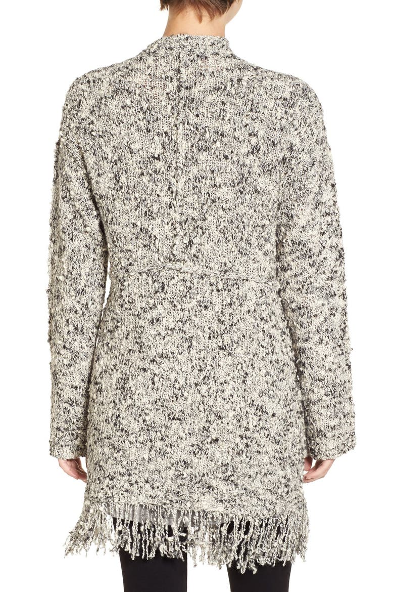 Fringe Knit Blanket Cardigan, Alternate, color, IVORY EGGNOG/BLACK