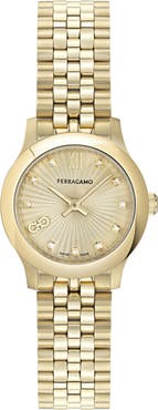 FERRAGAMO Mini Duo Diamond Bracelet Watch, 25mm