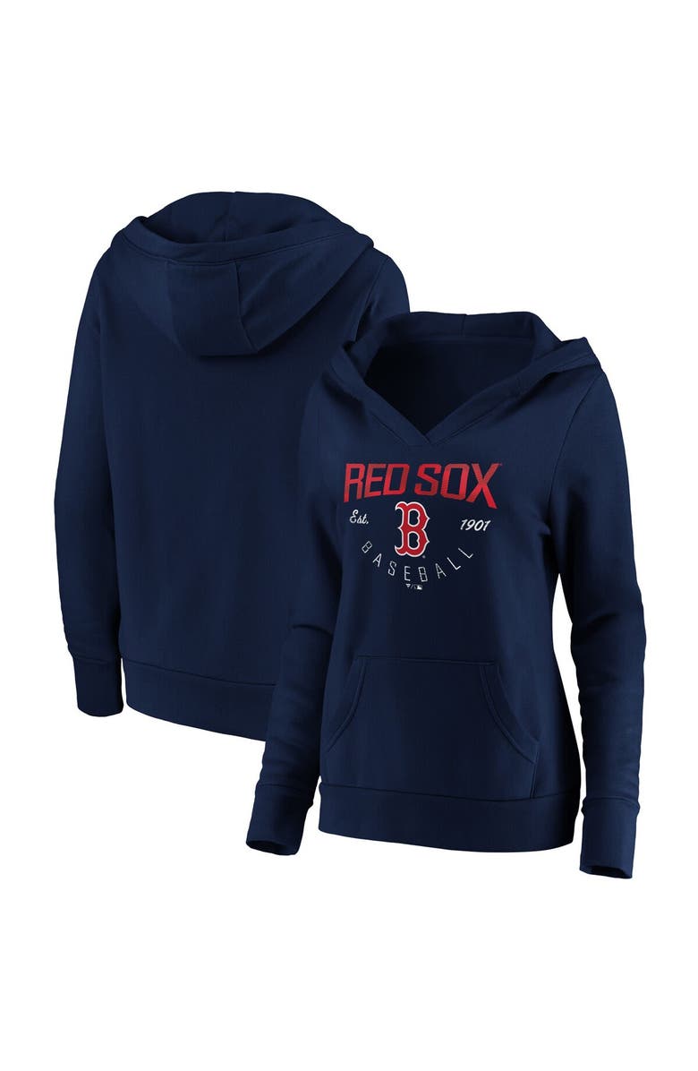 FANATICS Women's Fanatics Branded Navy Boston Red Sox Core Live For It V-Neck Pullover Hoodie, Main, color, 