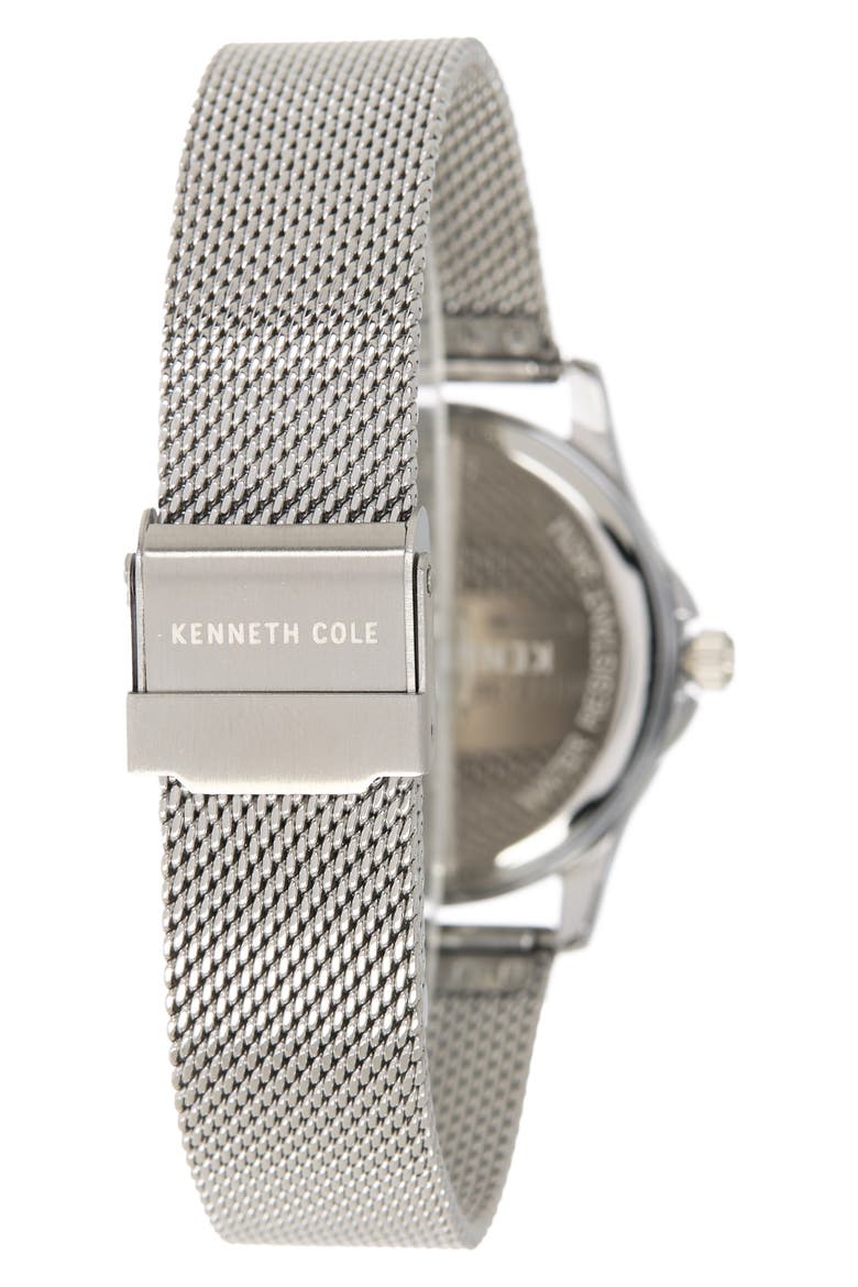 Women's Crystal Encrusted 3-Hand Quartz Mesh Strap Watch, 33.5mm, Alternate, color, SILVER