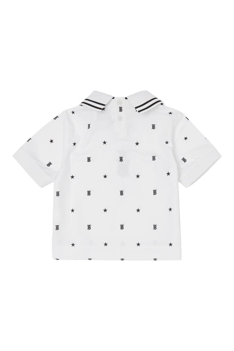 Mini Dafydd TB Star Print Mesh Polo, Alternate, color, WHITE/ BLACK PATTERN