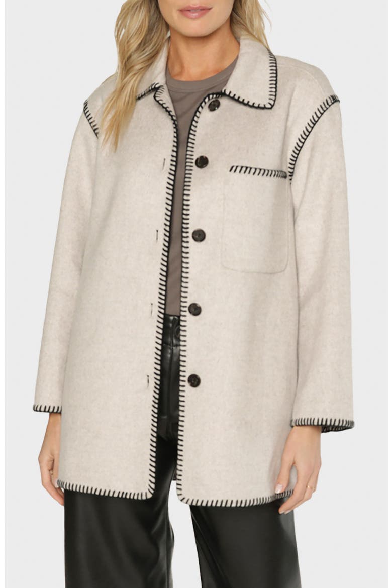 Angel Contrast Whipstitch Button Front Jacket, Main, color, STONE