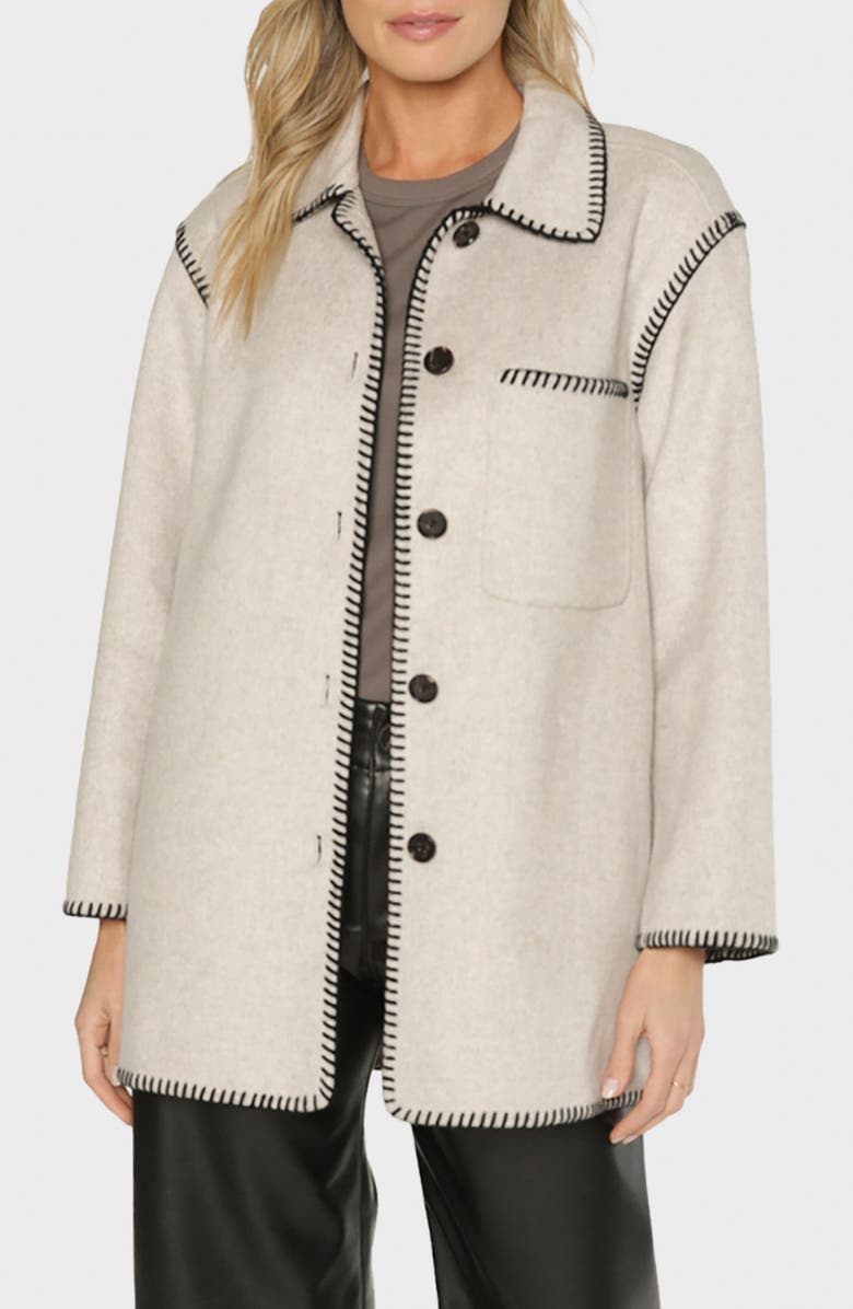 matty m. Angel Contrast Whipstitch Button Front Jacket, Main, color, 