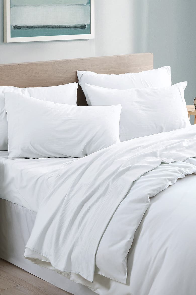 Garment Washed 6-Piece Microfiber Sheet Set White California King, Alternate, color, WHITE