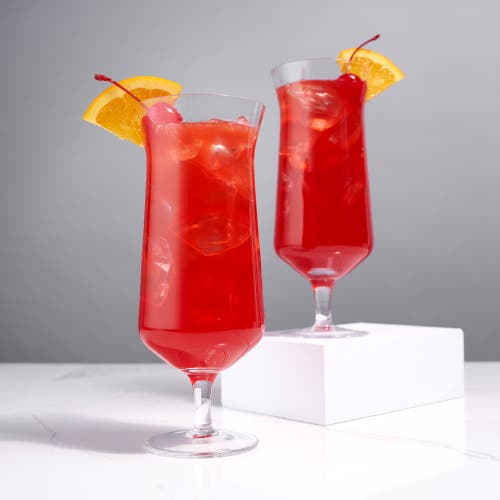 Viski Raye Crystal Angled Hurricane Glasses Set Of 2 In Clear