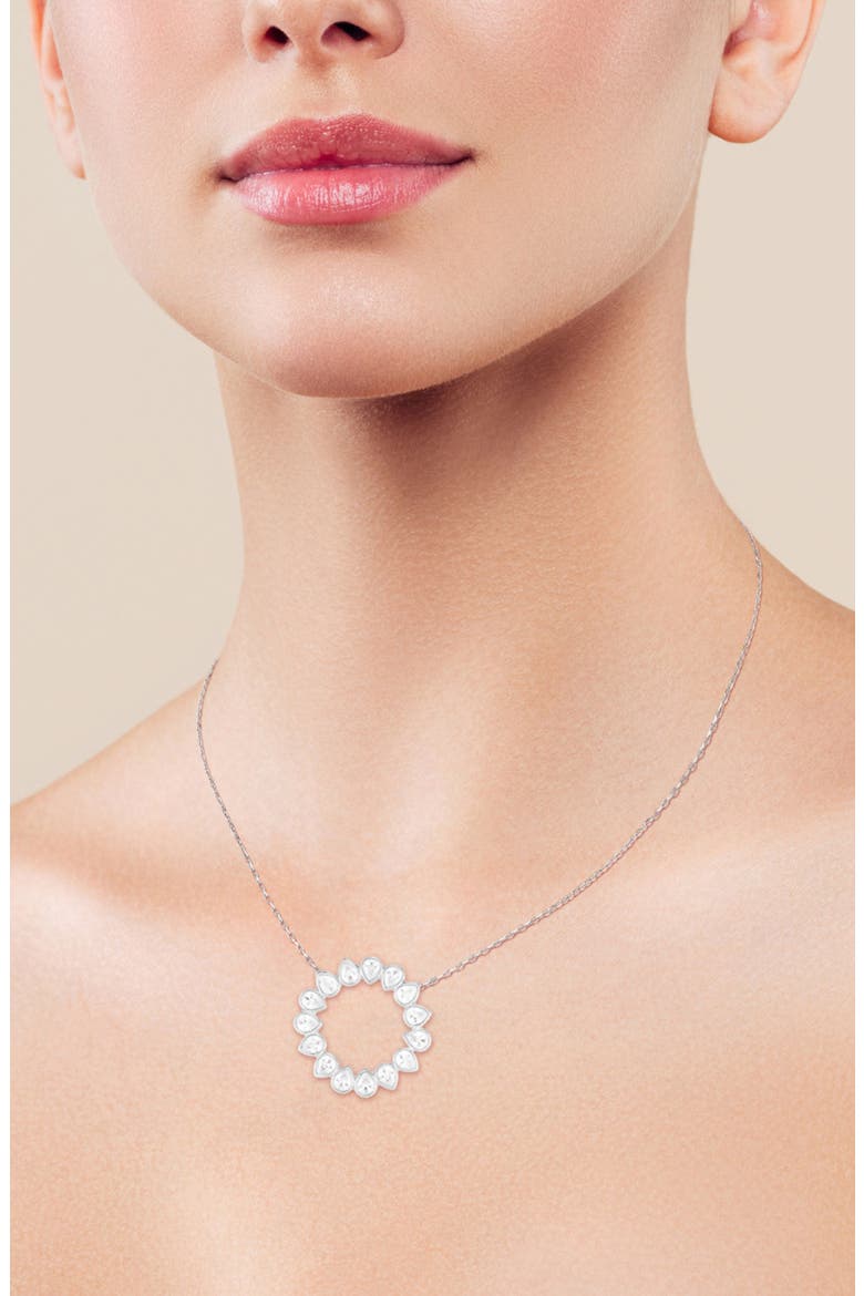 Cubic Zirconia Open Circle Pendant Necklace, Alternate, color, SILVER