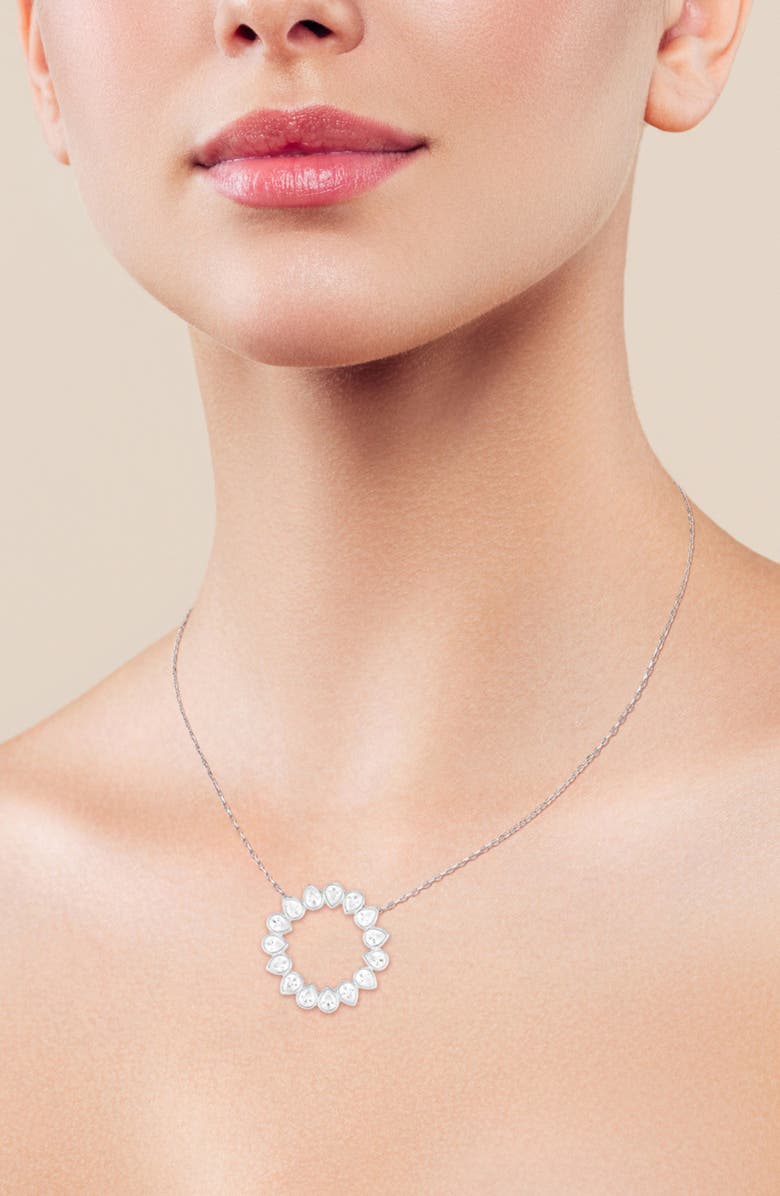 SPHERA MILANO Cubic Zirconia Open Circle Pendant Necklace, Alternate, color, Silver