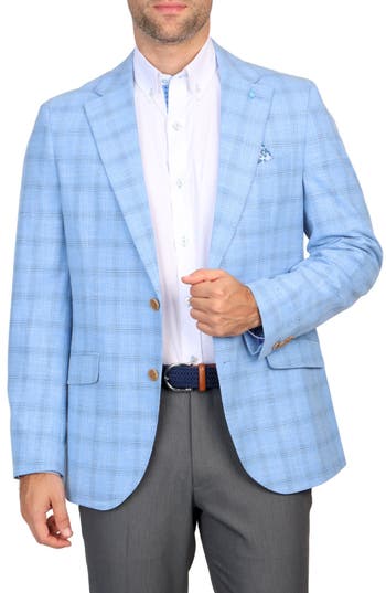 Tailorbyrd Shadow Plaid Sport Coat In Blue