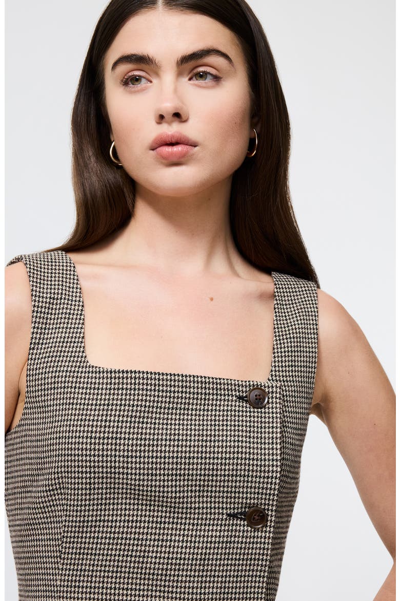 Houndstooth Sleeveless Button Front Minidress, Alternate, color, BROWN MULTI