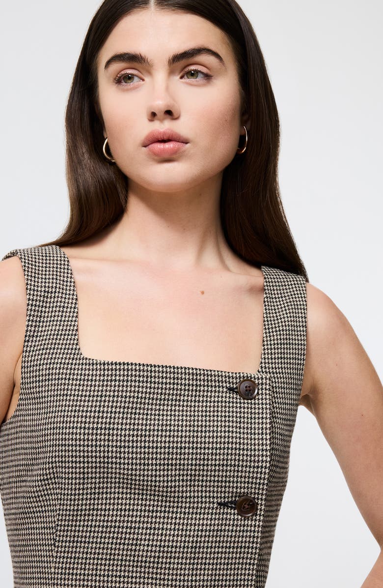 French Connection Houndstooth Sleeveless Button Front Minidress, Alternate, color, Brown Multi