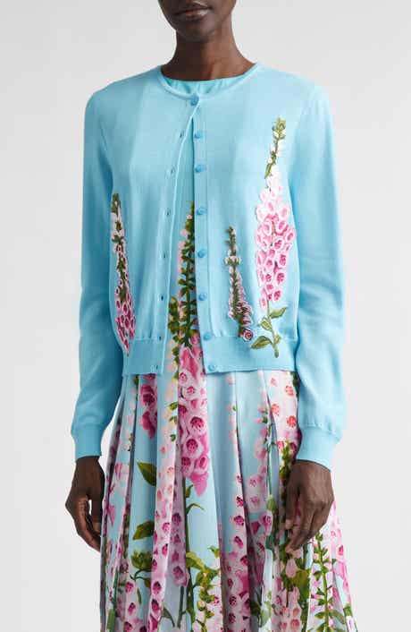 Foxglove Embroidered Virgin Wool Cardigan