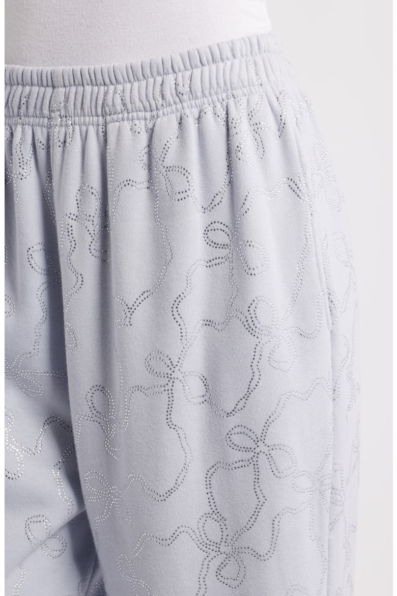 Momo Crystal Bow Wide Leg Sweatpants, Alternate, color, ASPEN BLUE
