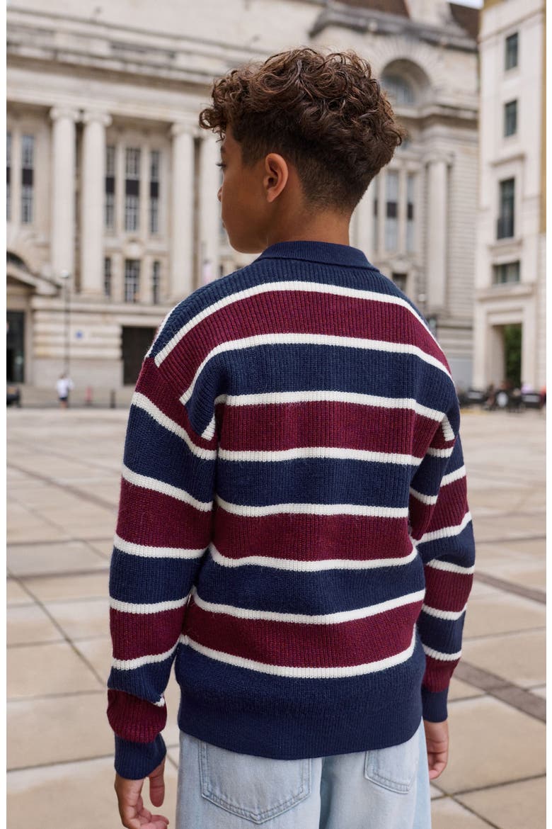 Kids' Stripe Polo Sweater, Alternate, color, NAVY MULTI