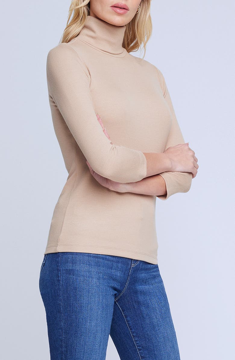 L'AGENCE Aja Turtleneck Top, Alternate, color, Mochaccino
