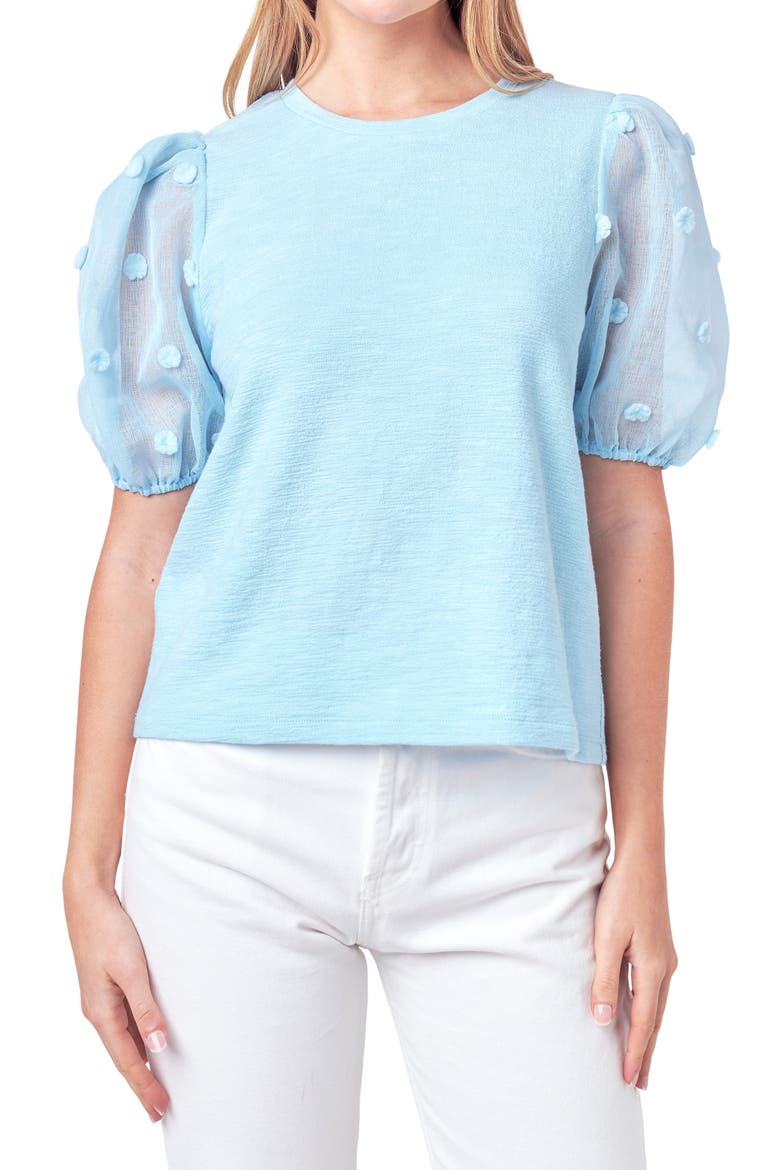 Embellished Sleeve Top, Main, color, BLUE