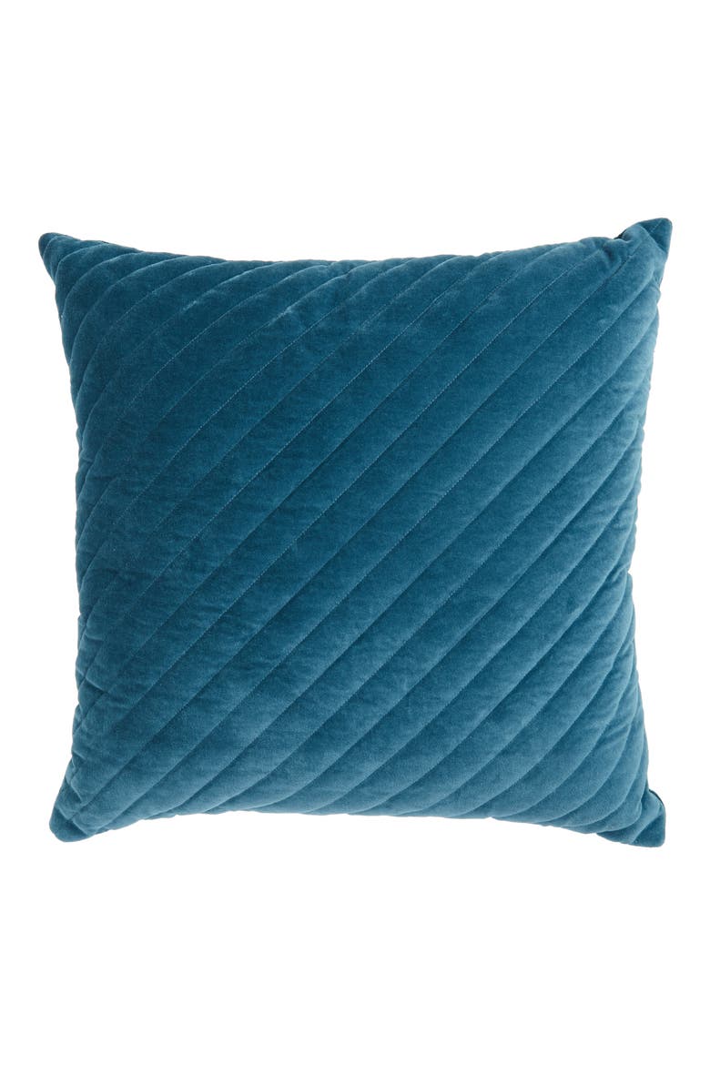 Channel Quilted Velvet Accent Pillow, Main, color, TEAL GAZER
