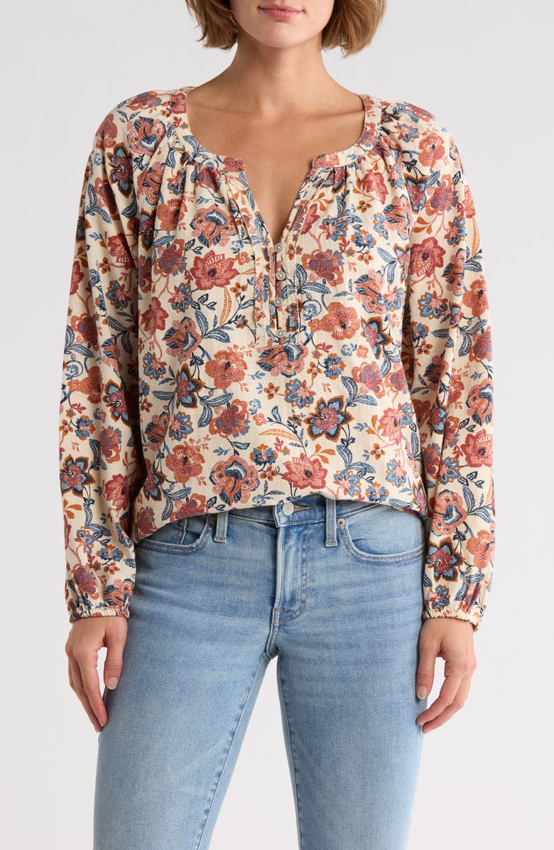 Lucky Brand Floral Henley, Main, color, Multi Floral Warm