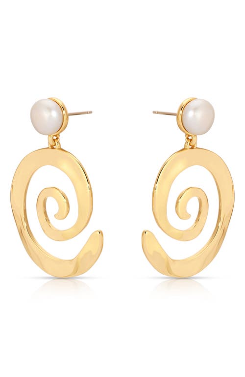 Ettika Aura Swirl Cultured Freshwater Pearl Drop Earrings In Gold