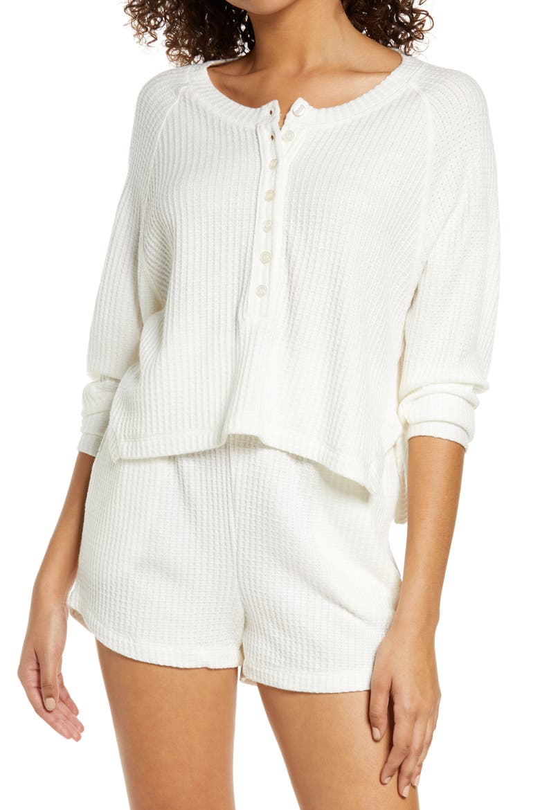 Waffle Knit Henley, Main, color, IVORY
