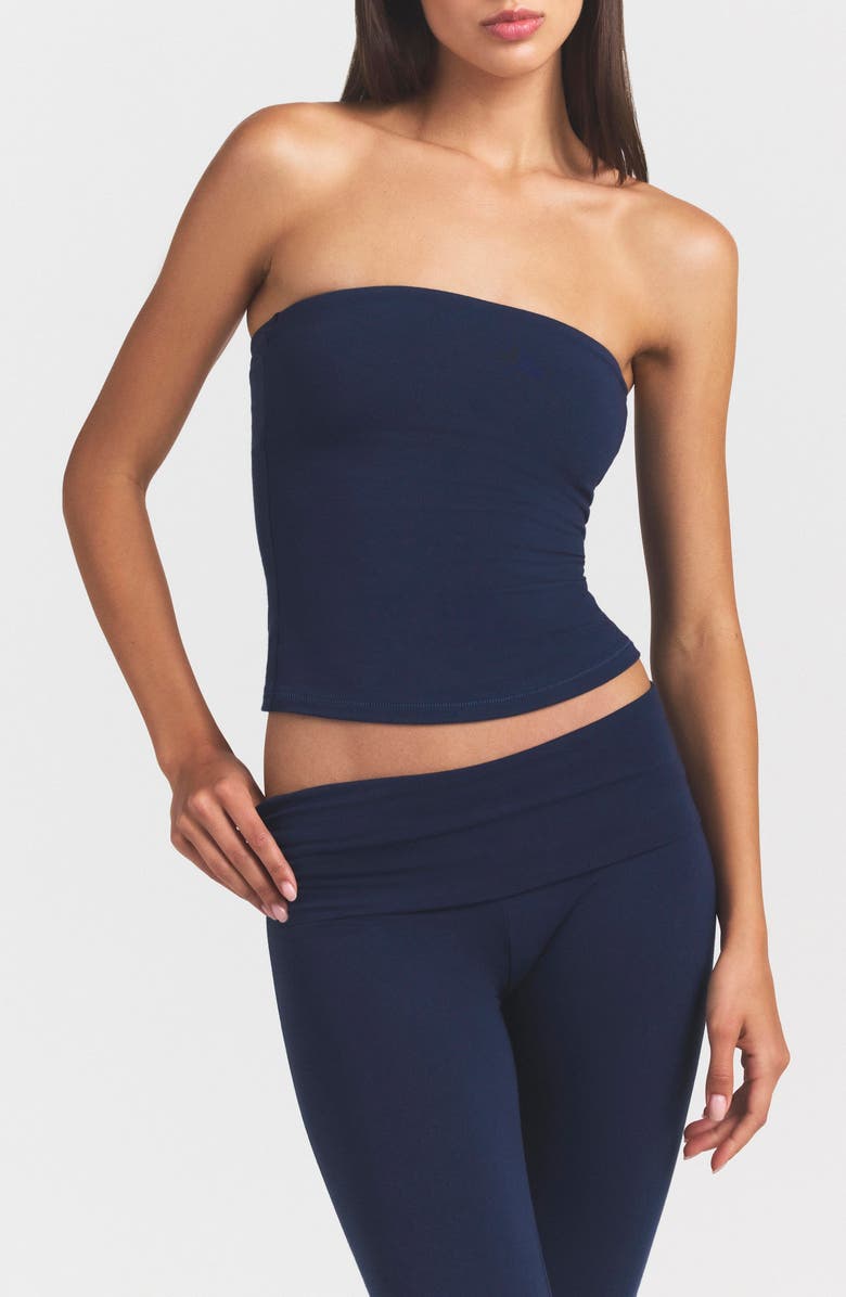 SKIMS Stretch Cotton Jersey Tube Top, Main, color, Navy