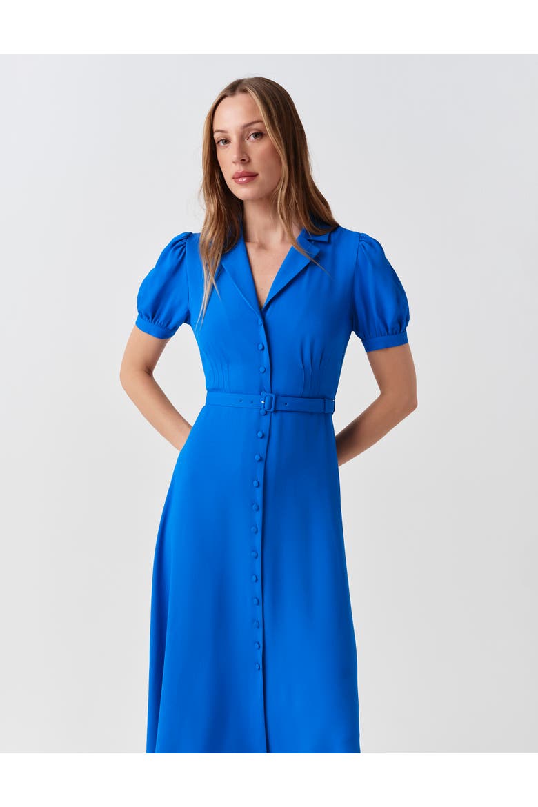 Phoebe Crepe Collared Button Down Dress, Alternate, color, Blue