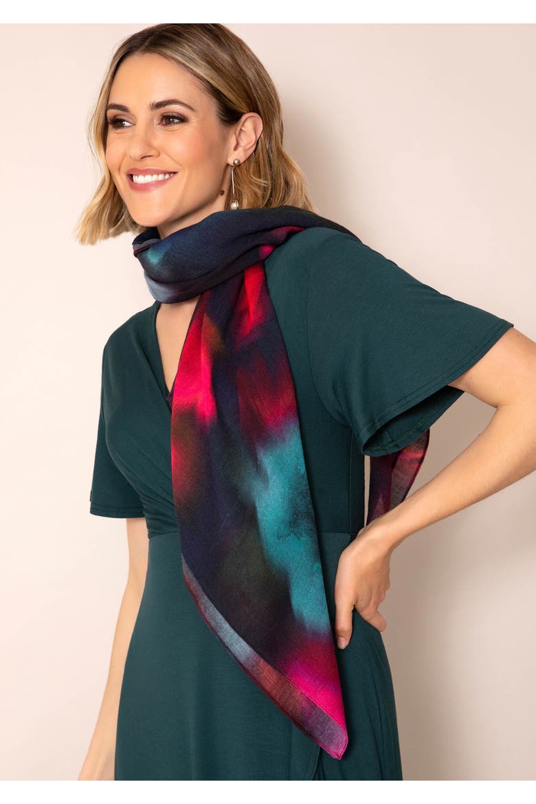 Handfinished Silk Blend Floral Wrap, Main, color, Moonlit Florals