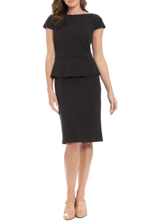 Cap Sleeve Peplum Sheath Dress